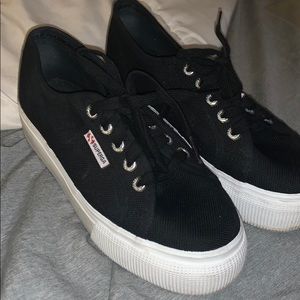 Superga black platforms